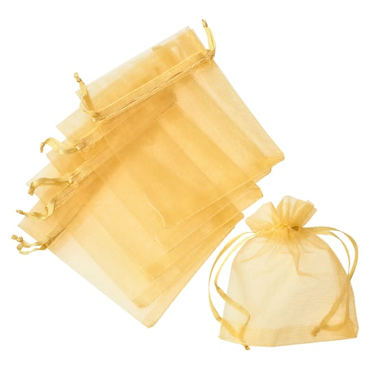 12 Packs: 12 ct. (144 total) Small Gold Organza Favor Bags by Celebrate It&#x2122; Occasions&#x2122;